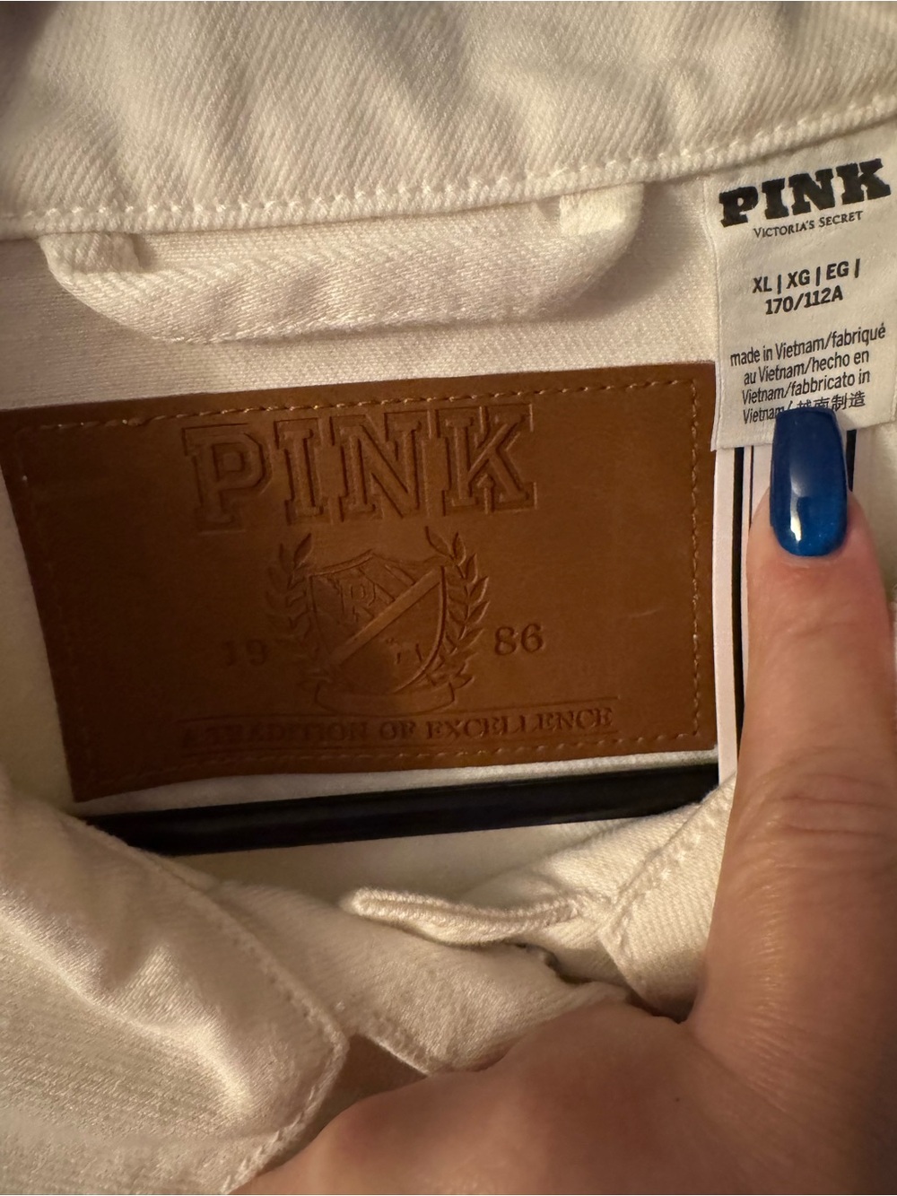 PINK Victoria's Secret White Denim Trucker Jacket - Picture 2 of 3